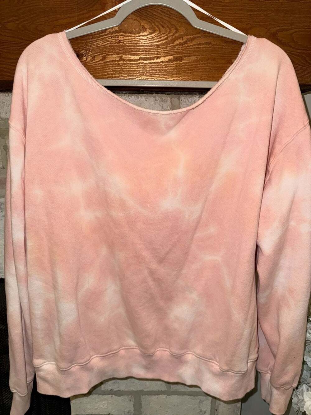 New Aeropostale Cloud Soft Pink Tie-Dye Off The Shoulder Sweatshirt